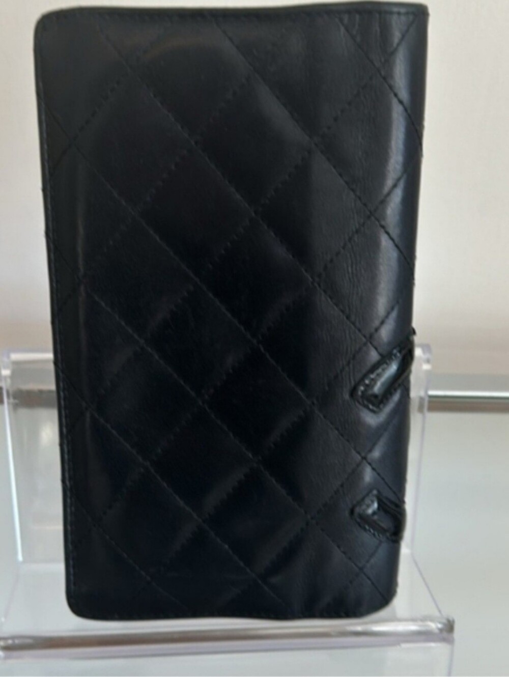 Chanel Cambon Ligne Black Quilted Leather Long Wallet Hot Pink Interior CC Logo - Picture 2 of 16